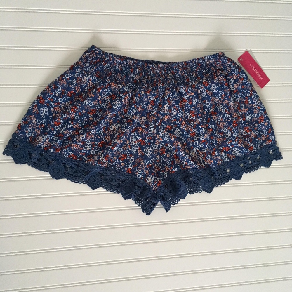 Floral and Lace blue shorts